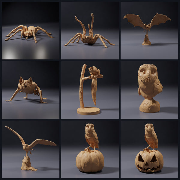 Collage con figuras de animales de Animal Den Miniatures: Spooky Animals, lanzamiento 26_10.