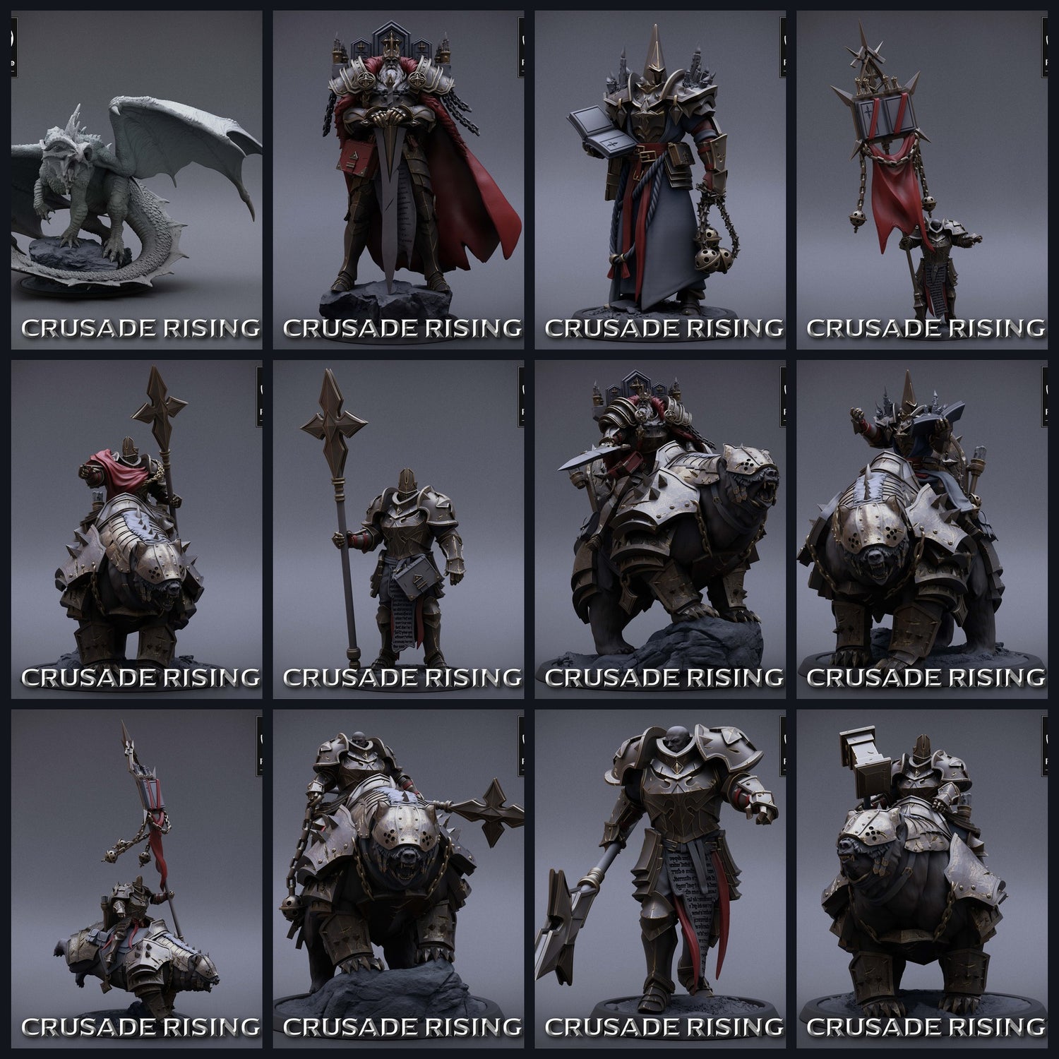 Esta imagen es la imagen de categoría para el lanzamiento 23_04: Crusade Rising - Templarios, Jinetes y Dragón Cromático Rojo