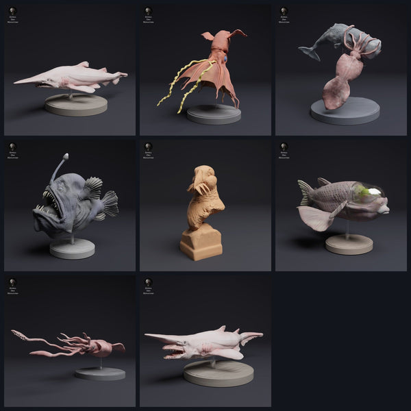 Esta imagen es la imagen de categoría para el lanzamiento 25_04: Tiefsee-miniaturas de animales y figuras de animales para dioramas y modelismo.