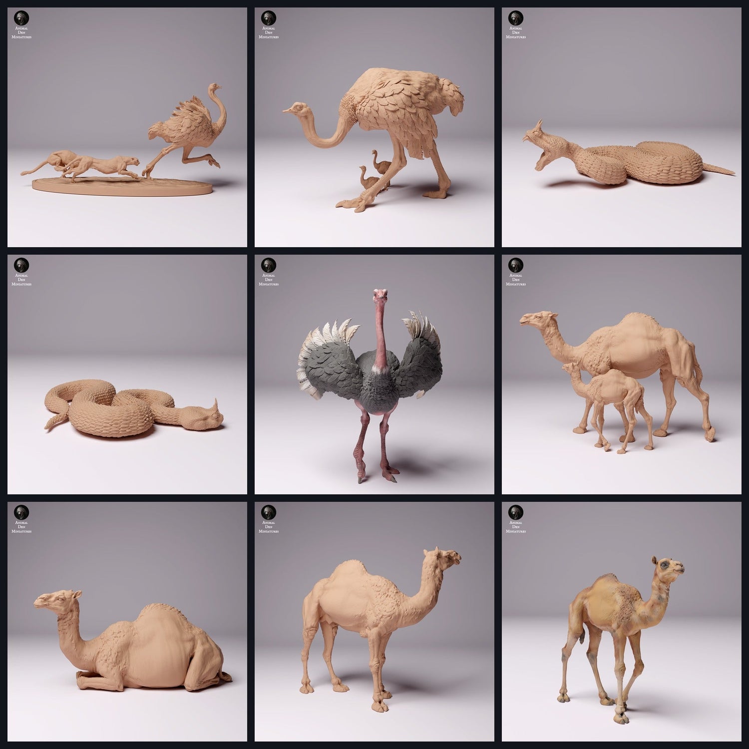 Esta imagen es la imagen de categoría para el lanzamiento 24_07: Sahara-miniaturas de animales del desierto para diorama y modelismo.