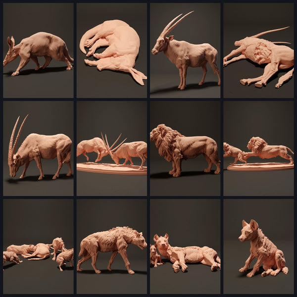 Esta imagen es la imagen de categoría para el lanzamiento 23_08: Namib-Figuras de animales del desierto y miniaturas de animales para dioramas y modelismo.