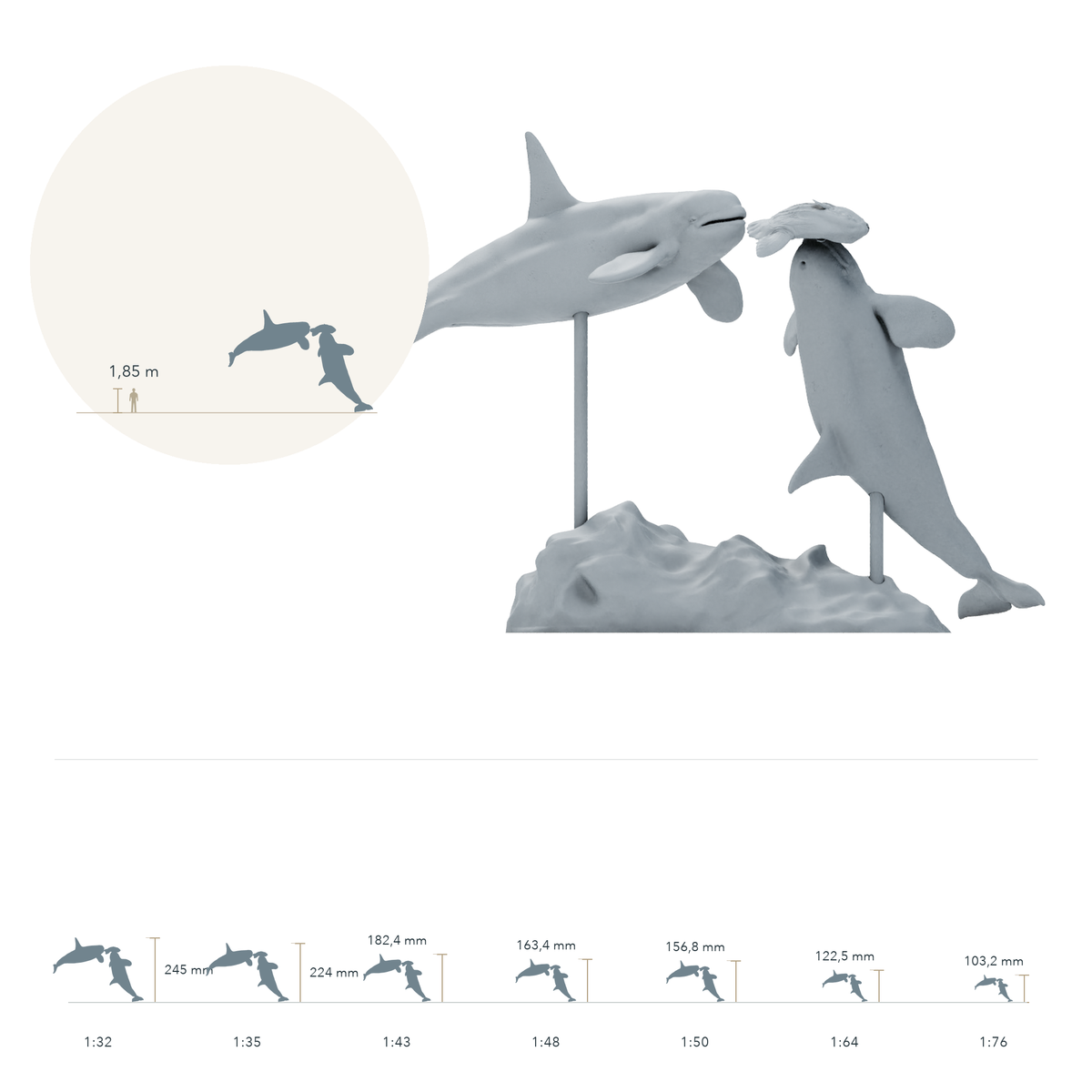 Foto del producto, figura animal Animal Den Miniatures 1: animal marino, pez luna y orcas (26_09_07)