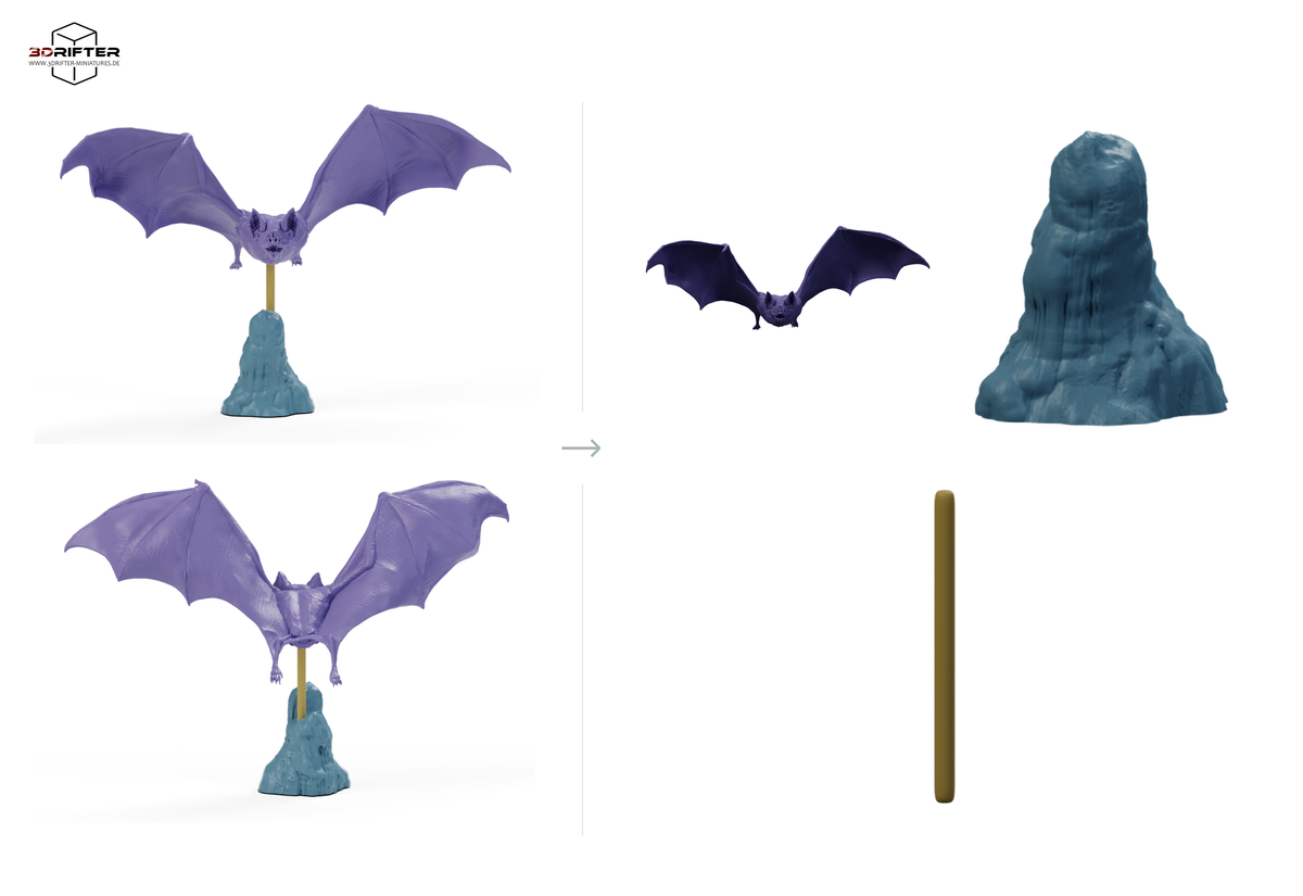 Foto del producto de figura de animal Animal Den Miniatures 2: Figura de animal: murciélago vampiro común - volando (26_10_03)