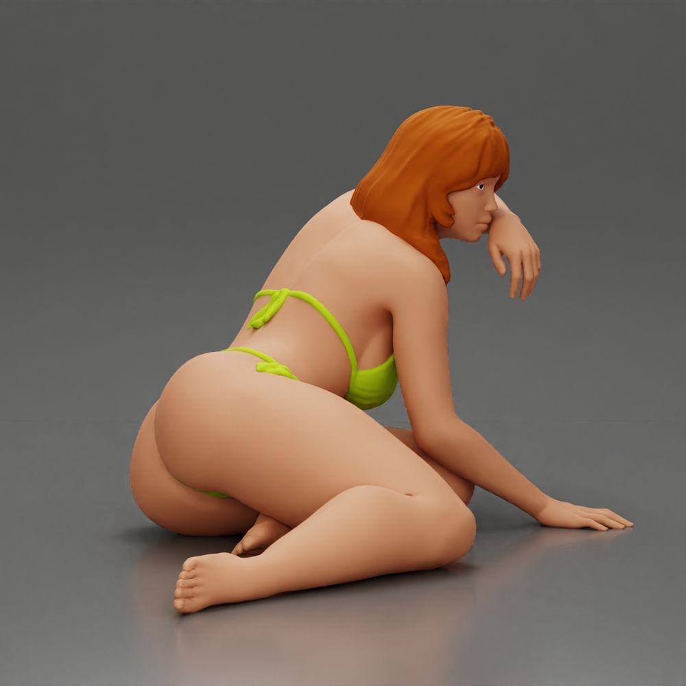 Diorama modelismo foto de producto 1: Miniatura: Mujer acostada en bikini, medio apoyada en la playa (Ref Nr. A106)
