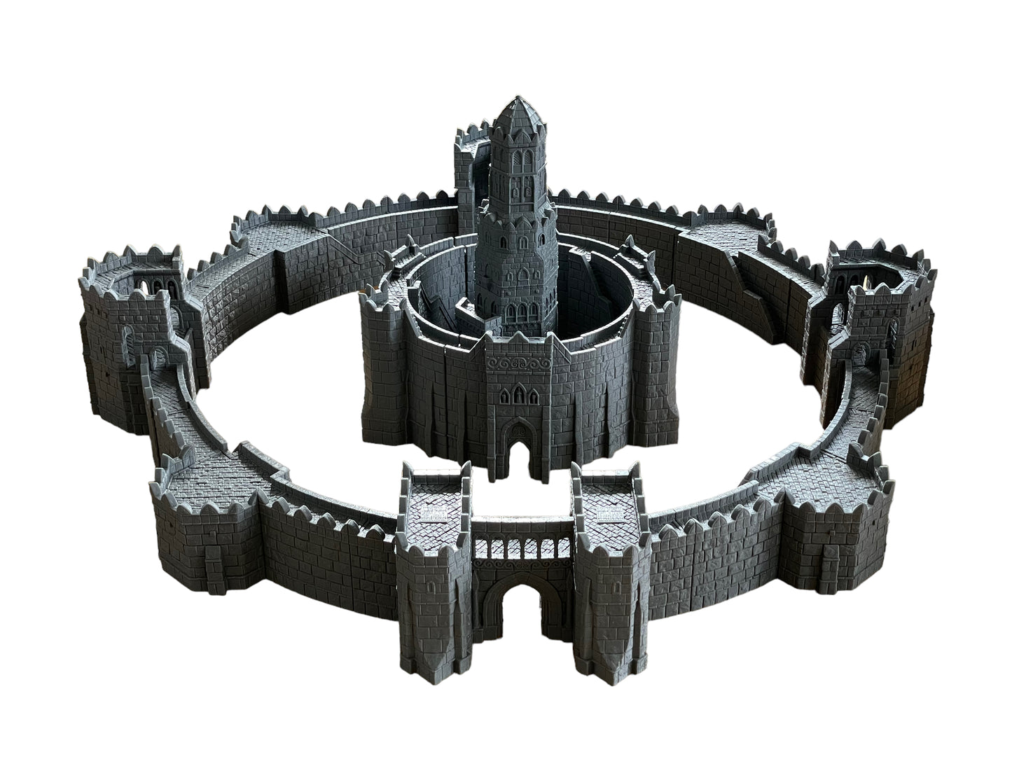 Produktfoto Wargaming und Tabletop 28mm Terrain, Geländeteil: The Printing Goes Ever On (TPGEO) Riesige Festung - Ivory City modulare Burg - Königreich Gonthan - Tor, Mauer, Turm, Zitadelle