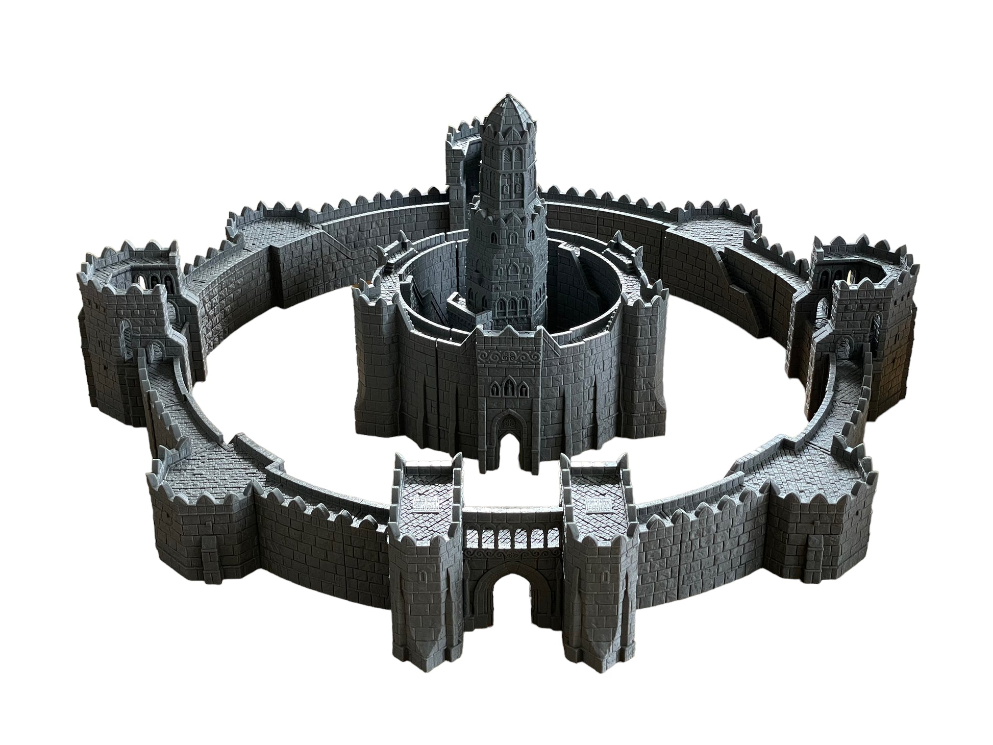 Produktfoto Wargaming und Tabletop 28mm Terrain, Geländeteil: The Printing Goes Ever On (TPGEO) Riesige Festung - Ivory City modulare Burg - Königreich Gonthan - Tor, Mauer, Turm, Zitadelle