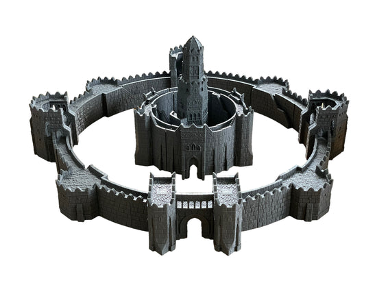 Foto del producto de Wargaming y Tabletop 28mm Terrain, parte del terreno: The Printing Goes Ever On (TPGEO) Gran Fortaleza - Ciudad Marfil castillo modular - Reino de Gonthan - Puerta, Murallas, Torre, Ciudadela