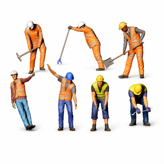 Foto de producto de maqueta de diorama 7: Set de figuras para diorama: trabajadores ferroviarios y mantenimiento de vías (n.º S44) - 7 figuras