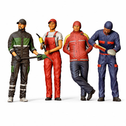Foto de producto de modelismo de diorama 4: Set de figuras de personal de servicio de gasolinera (n.º S45)
