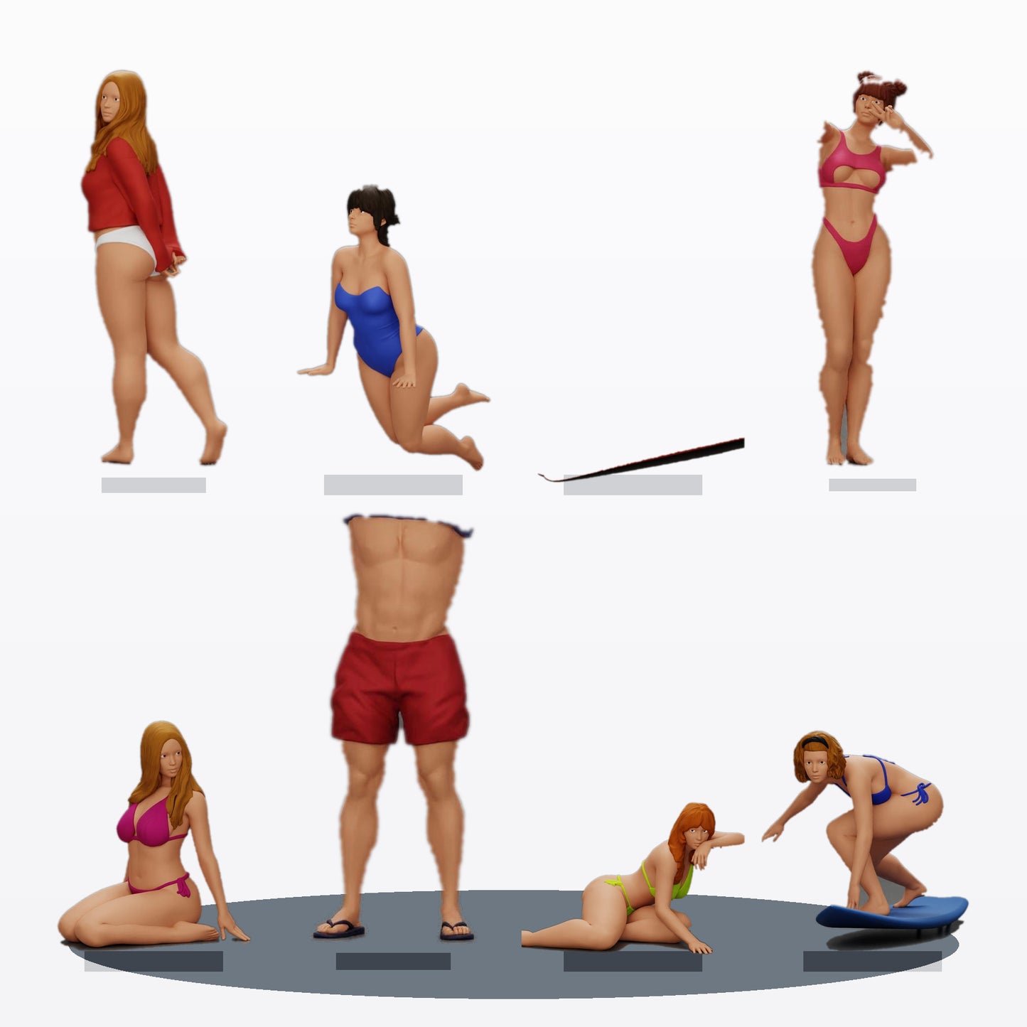 Diorama Modellbau Produktfoto 0: Diorama Figuren-Set: Strand und Wassersport (Nr. S85)