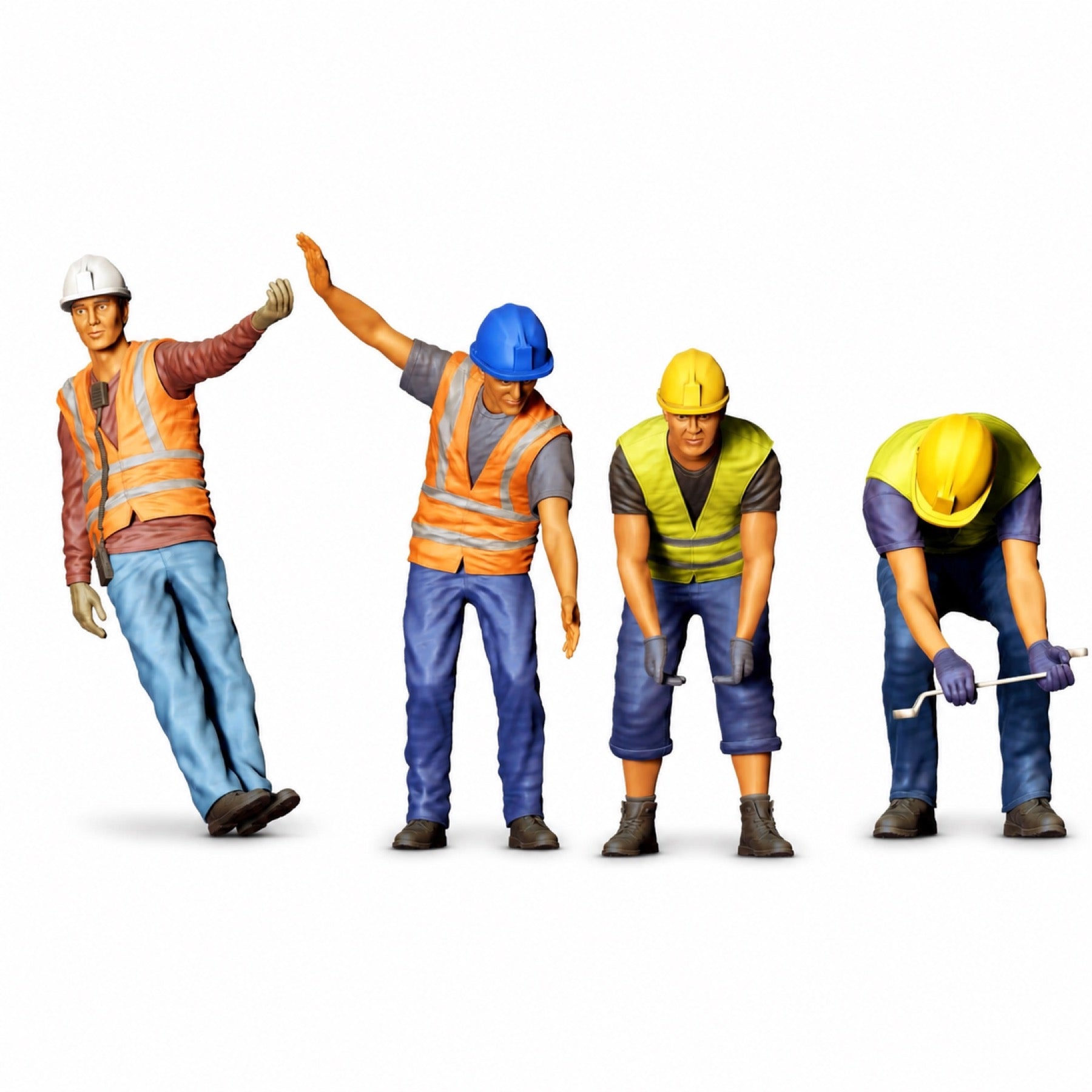 Foto de producto de modelismo de diorama 4: set de figuras para diorama: trabajadores de vías y mantenimiento ferroviario (n.º S44) - 4 figuras