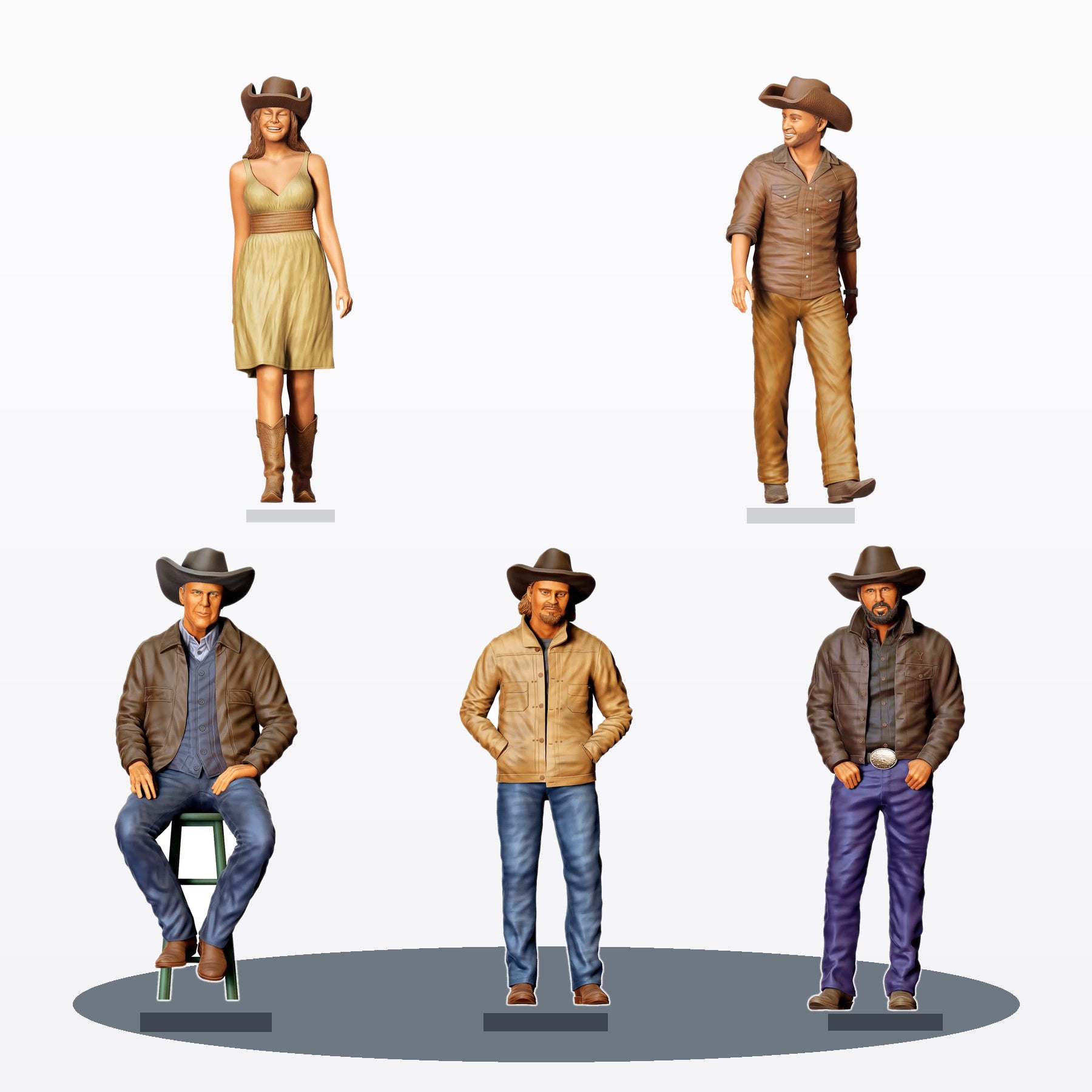 Foto de producto 5 de maqueta para diorama: set de figuras para diorama: cowboys y cowgirls (n.º S76)