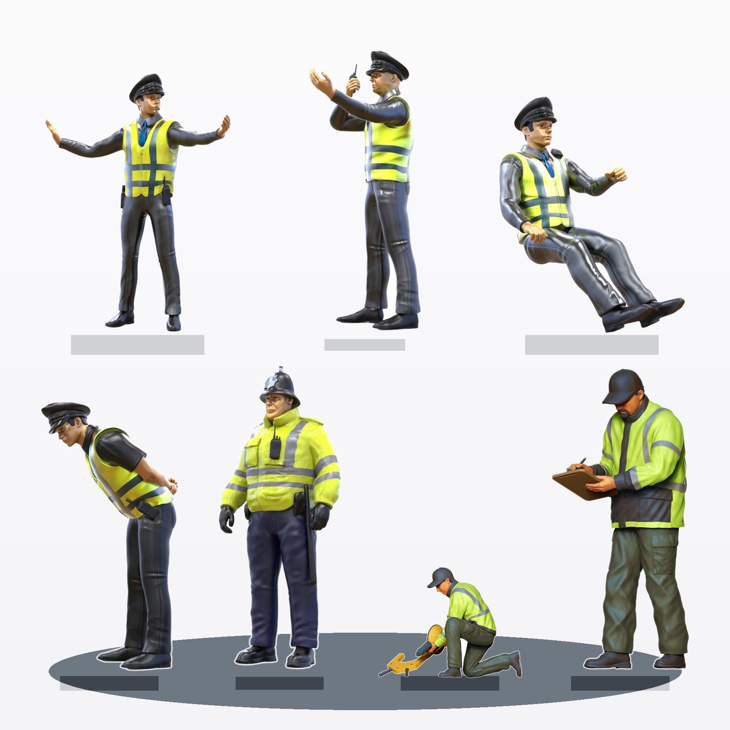 Foto de producto de maqueta de diorama 1: Set de figuras de diorama: Policía de tráfico y control de carreteras (n.º S96)