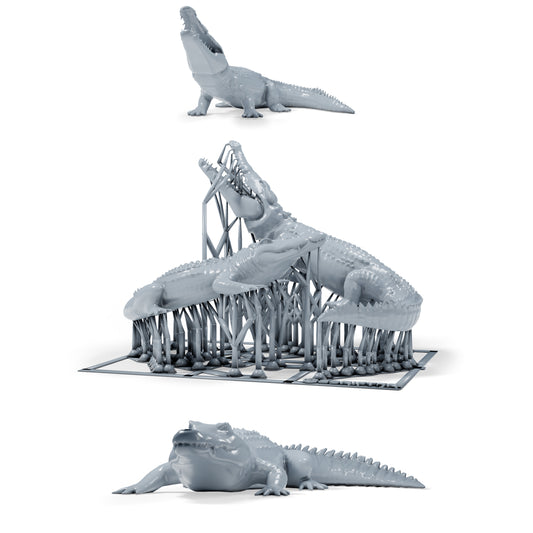 Foto de producto para modelismo de dioramas 0: Miniaturas de reptiles para dioramas: dos cocodrilos en distintas poses (h0_49)