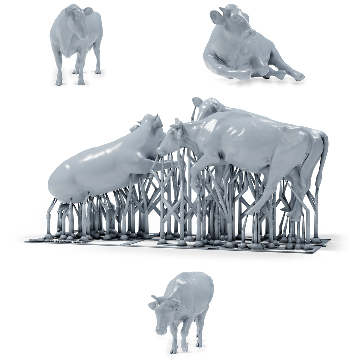 Foto de producto 0 de modelismo de dioramas: miniaturas de ganado: tres vacas en poses de pie, caminando y tumbada (h0_53)