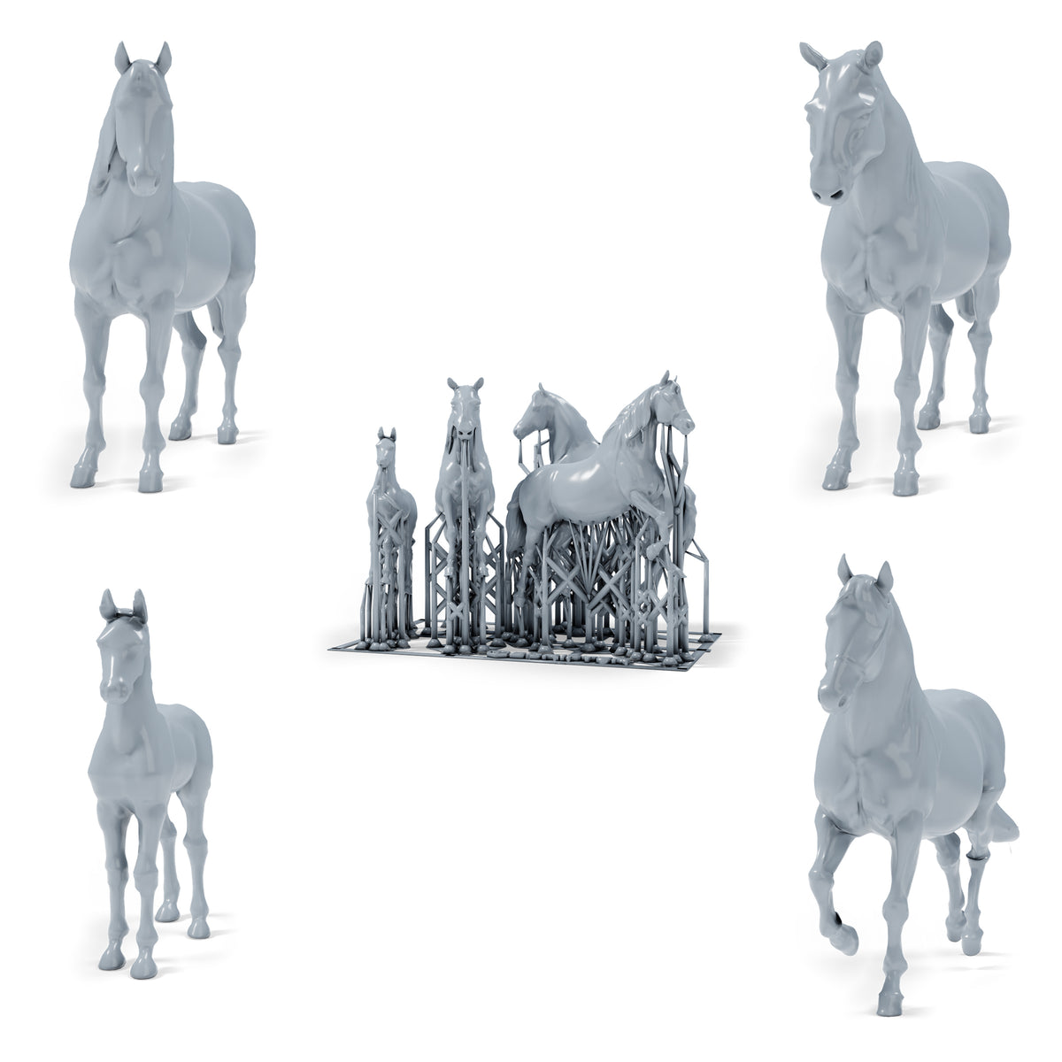 Foto de producto de modelismo de dioramas 0: miniatura para diorama de caballos: tres caballos y un potro (h0_54)