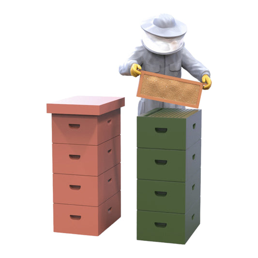 Produktfoto Diorama und Modellbau Miniatur Figur: Imker mit Bienenstock