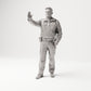 Stehende Figur: Deutscher Polizist in Uniform mit Anhaltegeste & Ausrüstungsgürtel (B018) - Vorderansicht