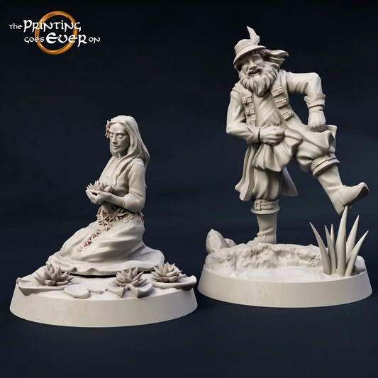 Produktfoto Tabletop 28mm The Printing Goes Ever On (TPGEO)  0: Thom und Silverflower: Sehr alter Mann mit Gattin - Herr des Waldes und der Natur
