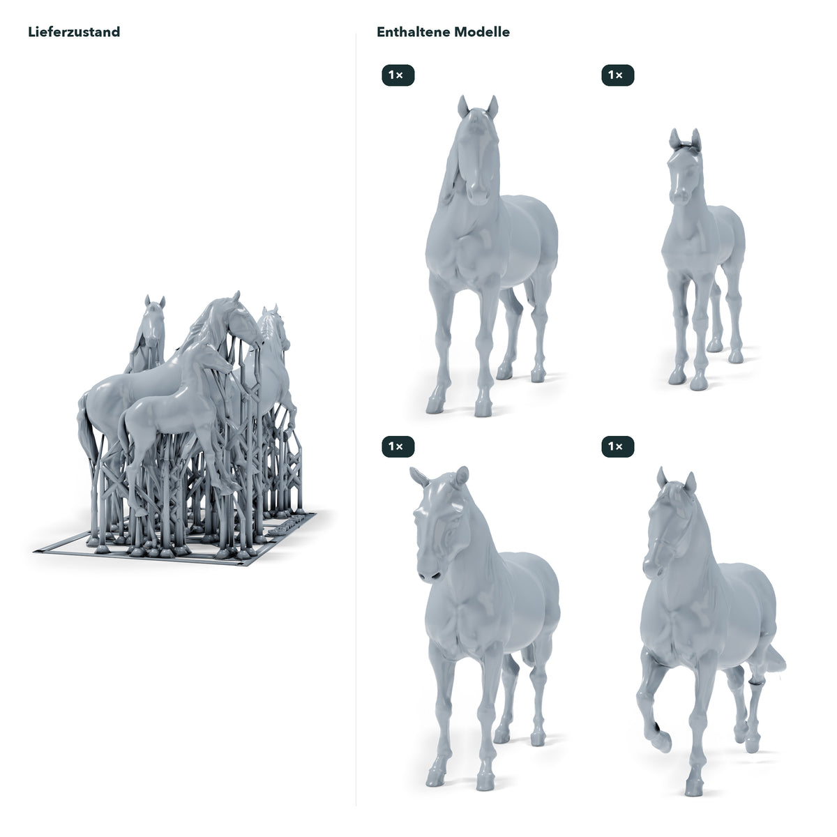 Foto de producto para modelismo de dioramas 1: miniatura para diorama de caballos: tres caballos y un potro (h0_54)