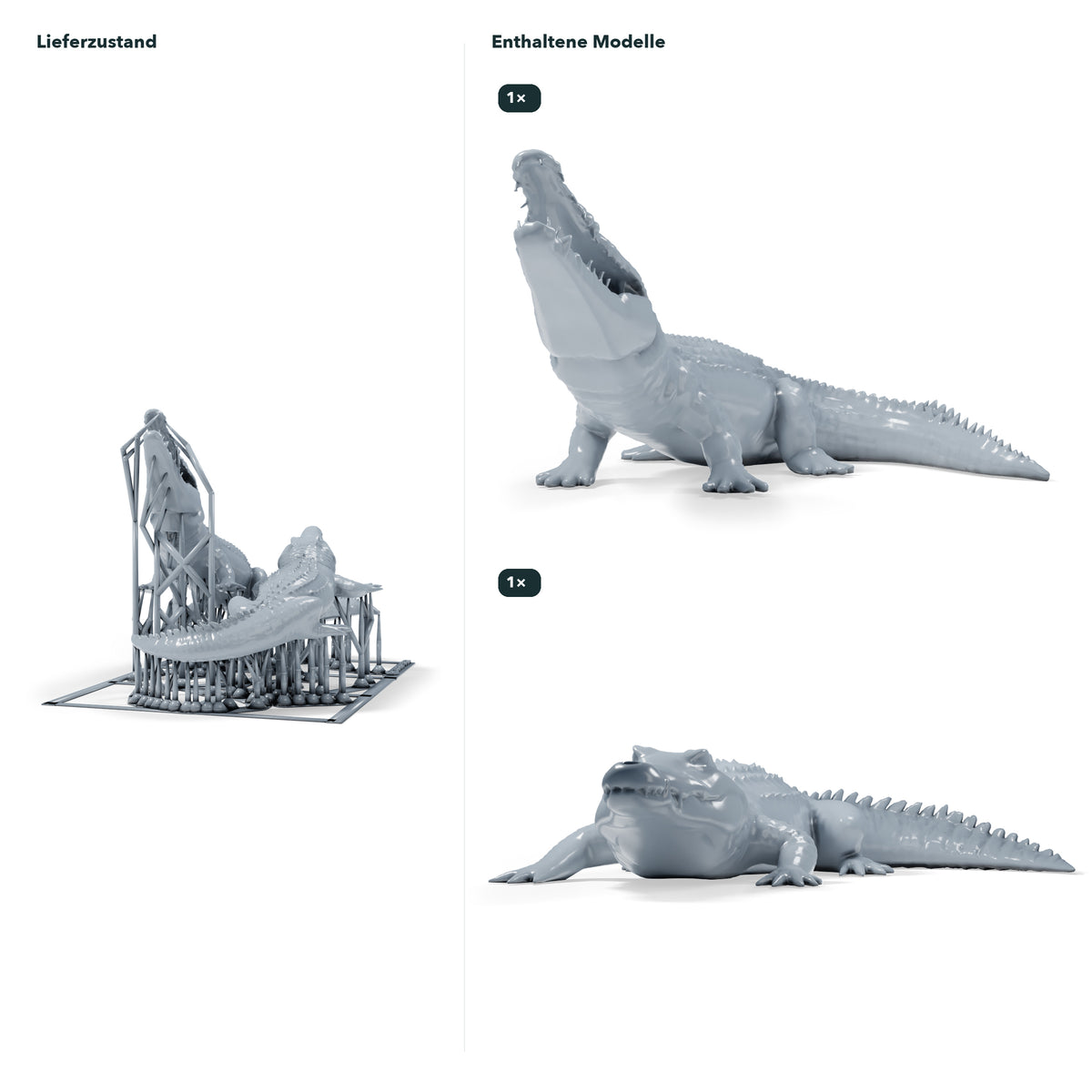 Foto de producto para modelismo de dioramas 1: miniatura de reptiles para diorama: dos cocodrilos en distintas poses (h0_49)