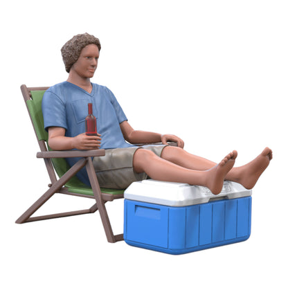 Foto del producto Diorama y modelismo figura en miniatura: Hombre con cerveza y nevera en silla de playa