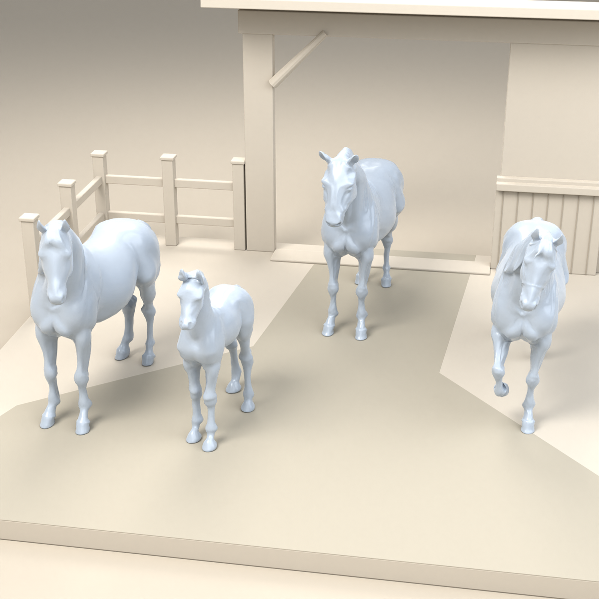 Foto 2 del producto de modelismo de dioramas: miniatura de diorama de caballos: tres caballos y un potro (h0_54)