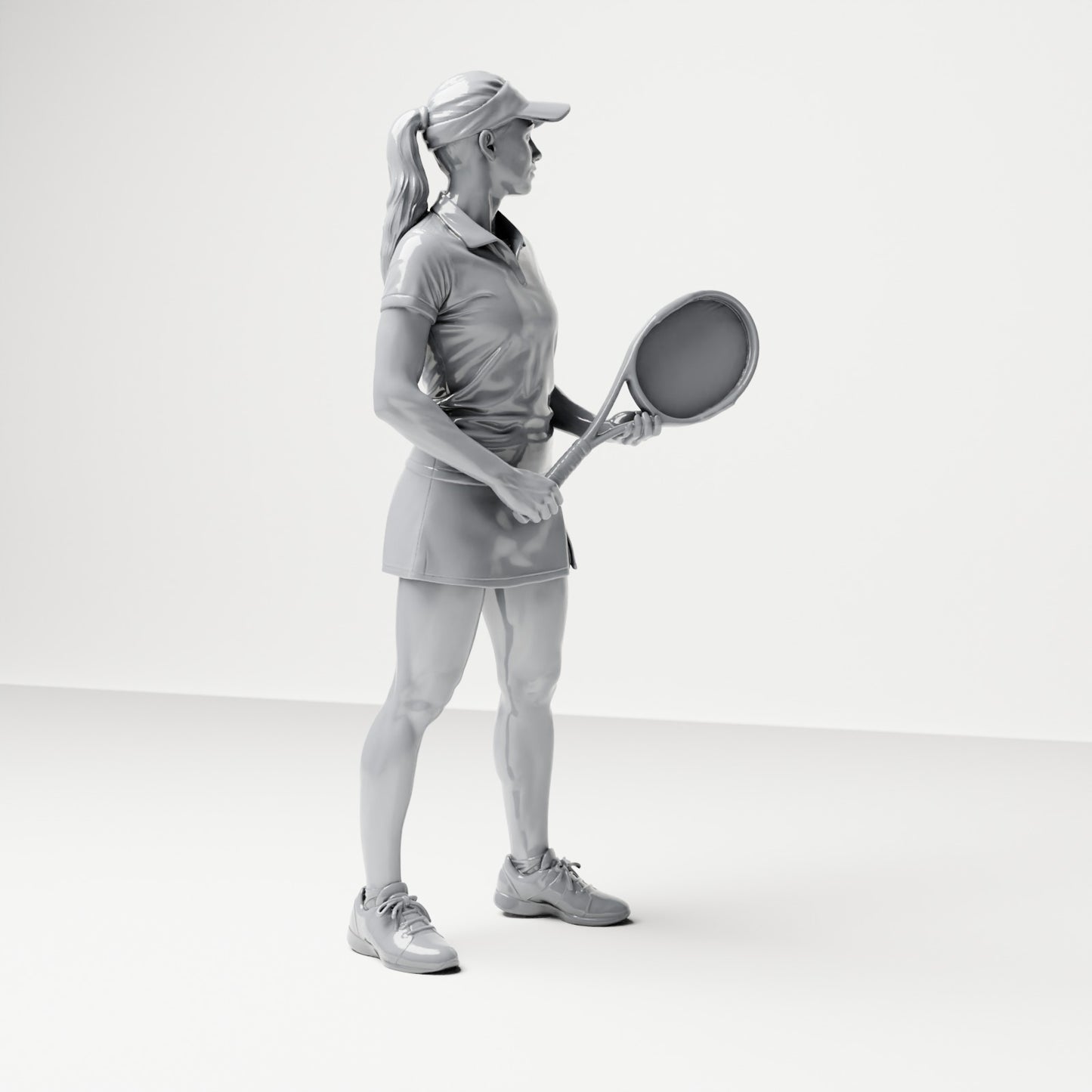 Diorama modelismo foto de producto 3: Figura de pie: Jugadora de tenis con raqueta (B038)