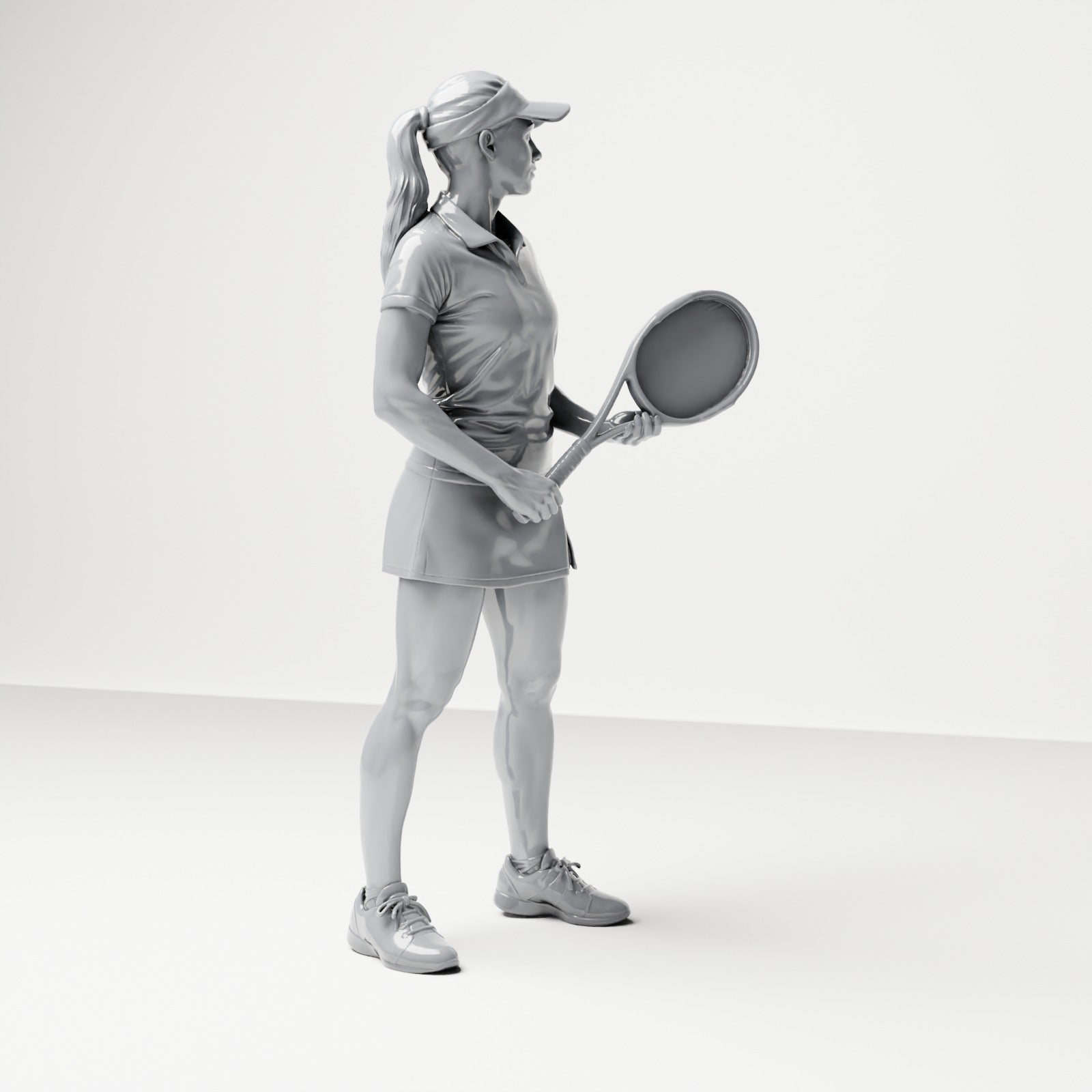 Diorama modelismo foto de producto 3: Figura de pie: Jugadora de tenis con raqueta (B038)