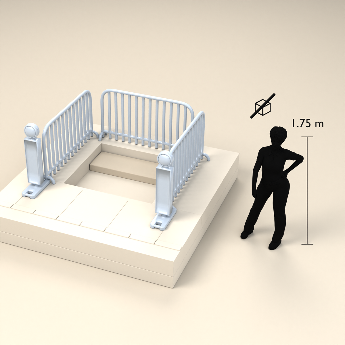 Foto de producto de modelismo de dioramas 3: diorama en miniatura de una obra: vallas de seguridad y balizas de advertencia (h0_46)