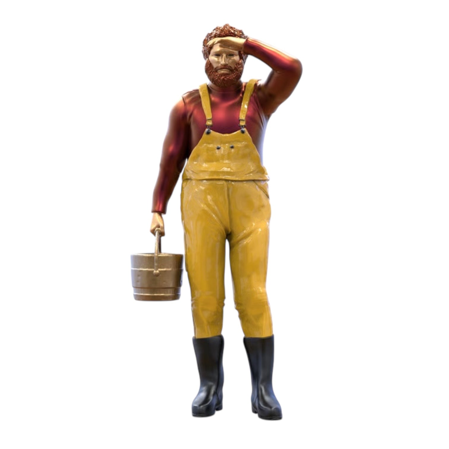 Diorama Modellbau Produktfoto 0: Fischer mit Eimer – Figur in Ölzeug und Gummistiefel (Ref. Nr. 444)