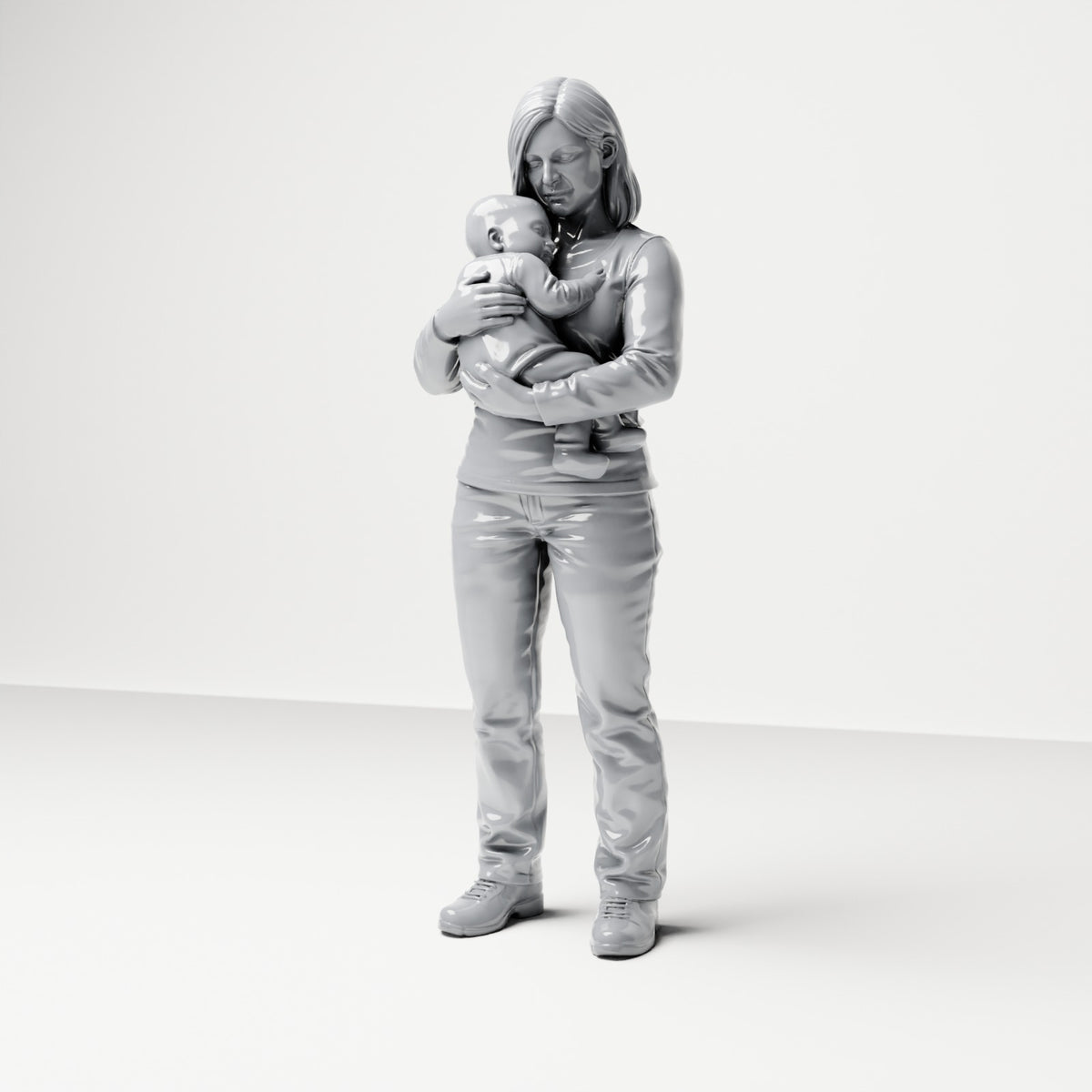 Foto de producto de maqueta de diorama 0: Figura de pie: madre con bebé en brazos (B047)