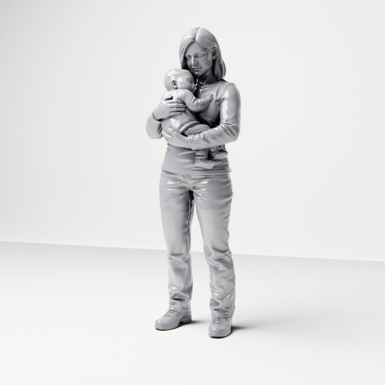 Foto de producto de maqueta de diorama 0: Figura de pie: madre con bebé en brazos (B047)