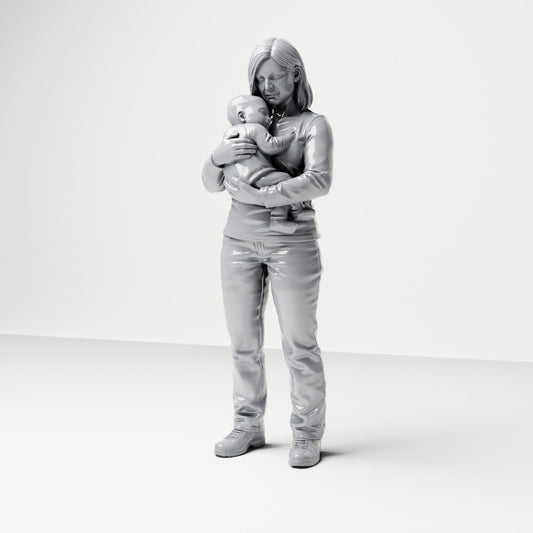 Foto de producto de maqueta de diorama 0: Figura de pie: madre con bebé en brazos (B047)