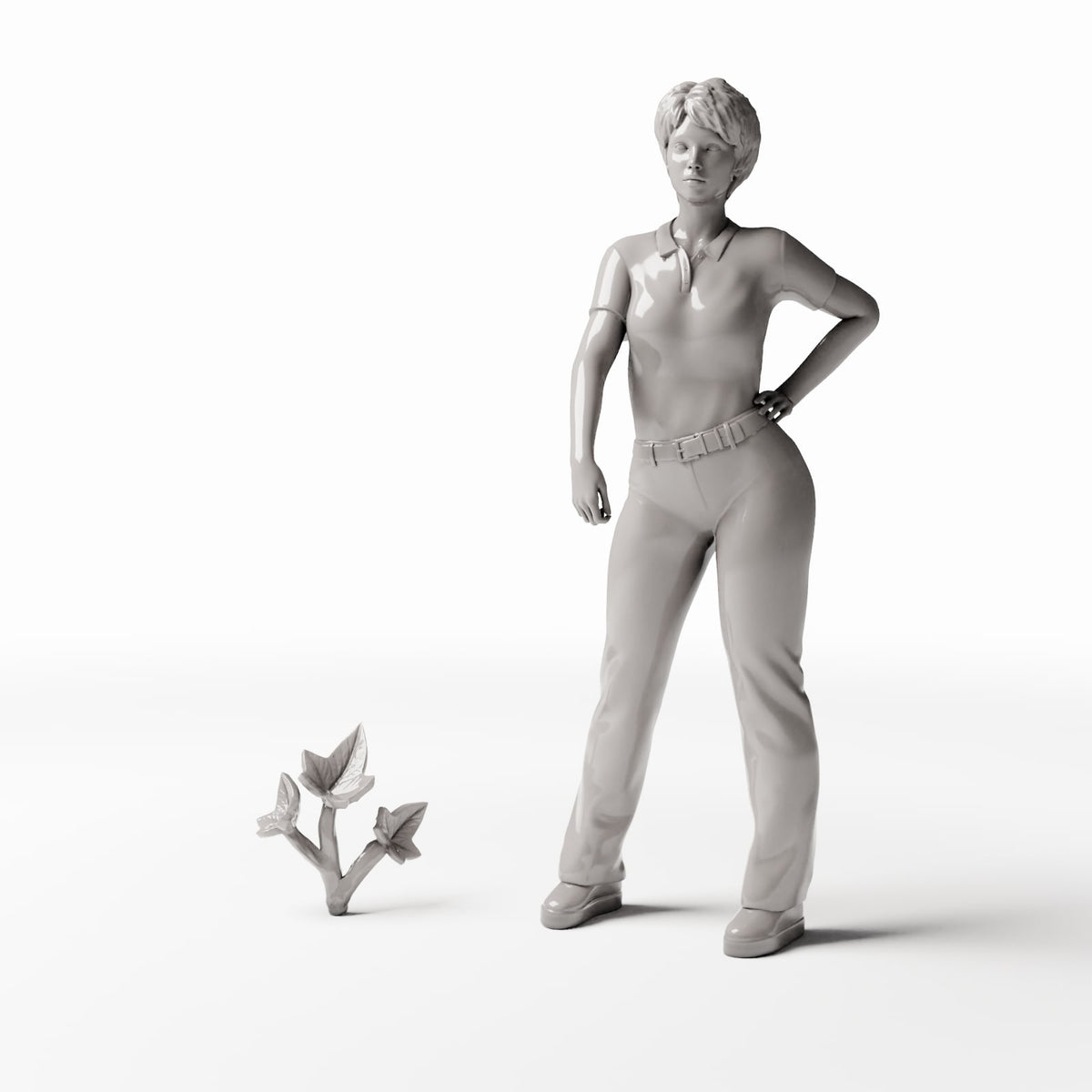 Set 04: planta en miniatura Ref. 530D con figura humana como referencia de escala (hiedra)