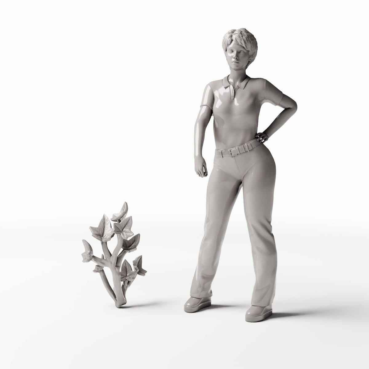 Set 04: planta en miniatura Ref. 532D con figura humana como referencia de escala (hiedra)