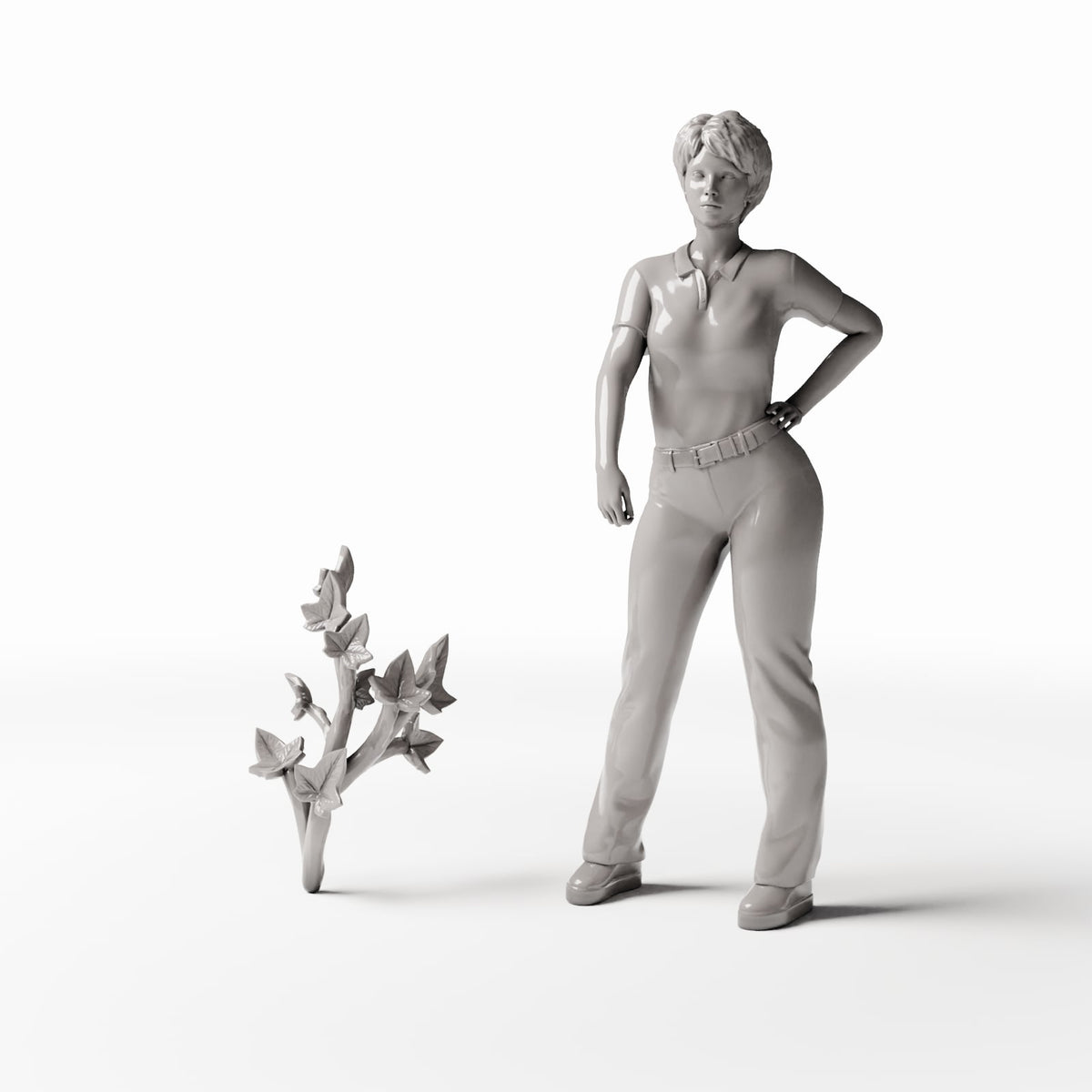 Set 04: planta en miniatura Ref. 533D con figura humana como referencia de escala (hiedra)