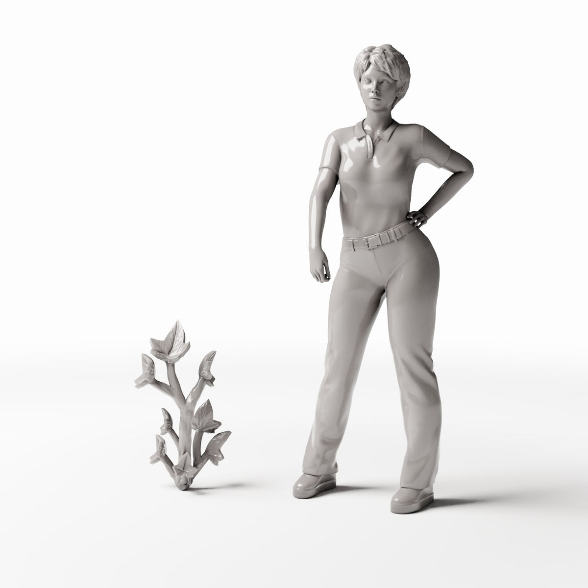 Set 04: planta en miniatura Ref. 534D con figura humana como referencia de escala (hiedra)
