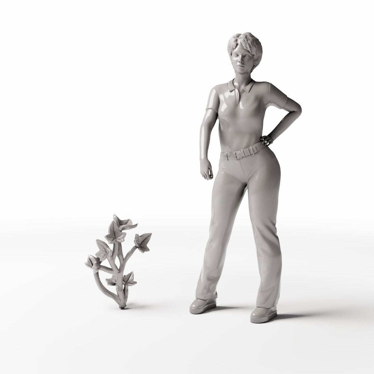 Set 04: planta en miniatura Ref. 535D con figura humana como referencia de escala (hiedra)