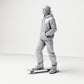 Foto de producto de maqueta para diorama 1: Figura de pie: skater con gorra, sudadera con capucha y monopatín (B054)