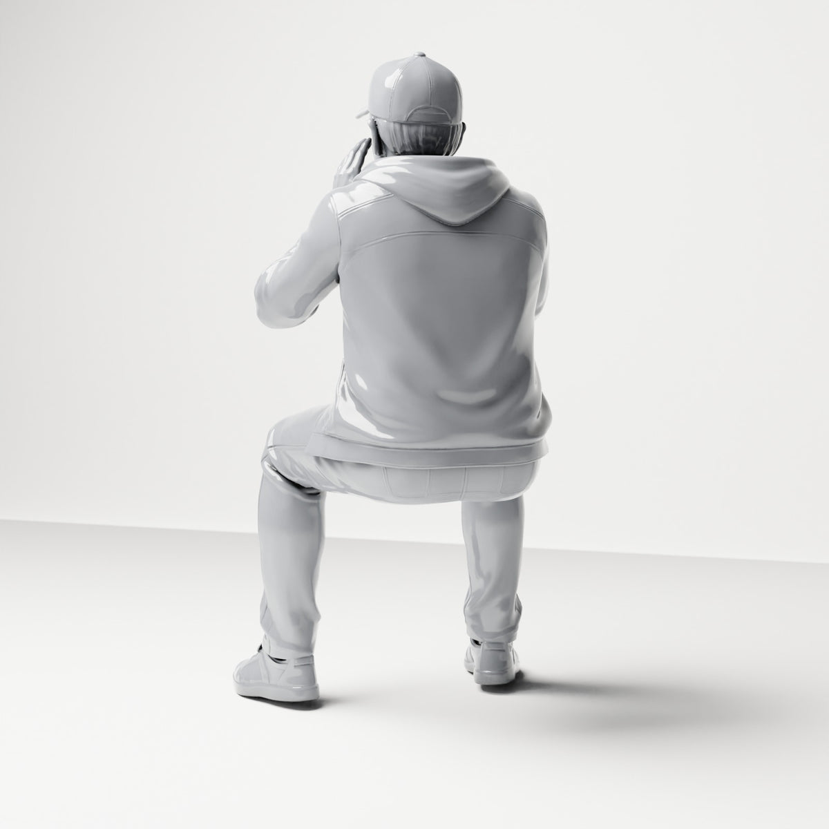 Foto de producto de maqueta para diorama 2: Figura sentada: espectador gritando con las manos en la boca (B060)