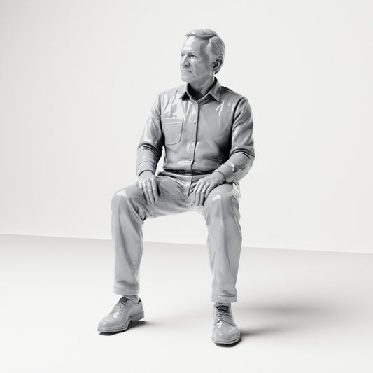 Foto de producto de maqueta para diorama 0: Figura sentada: espectador masculino con las manos sobre los muslos (B061)