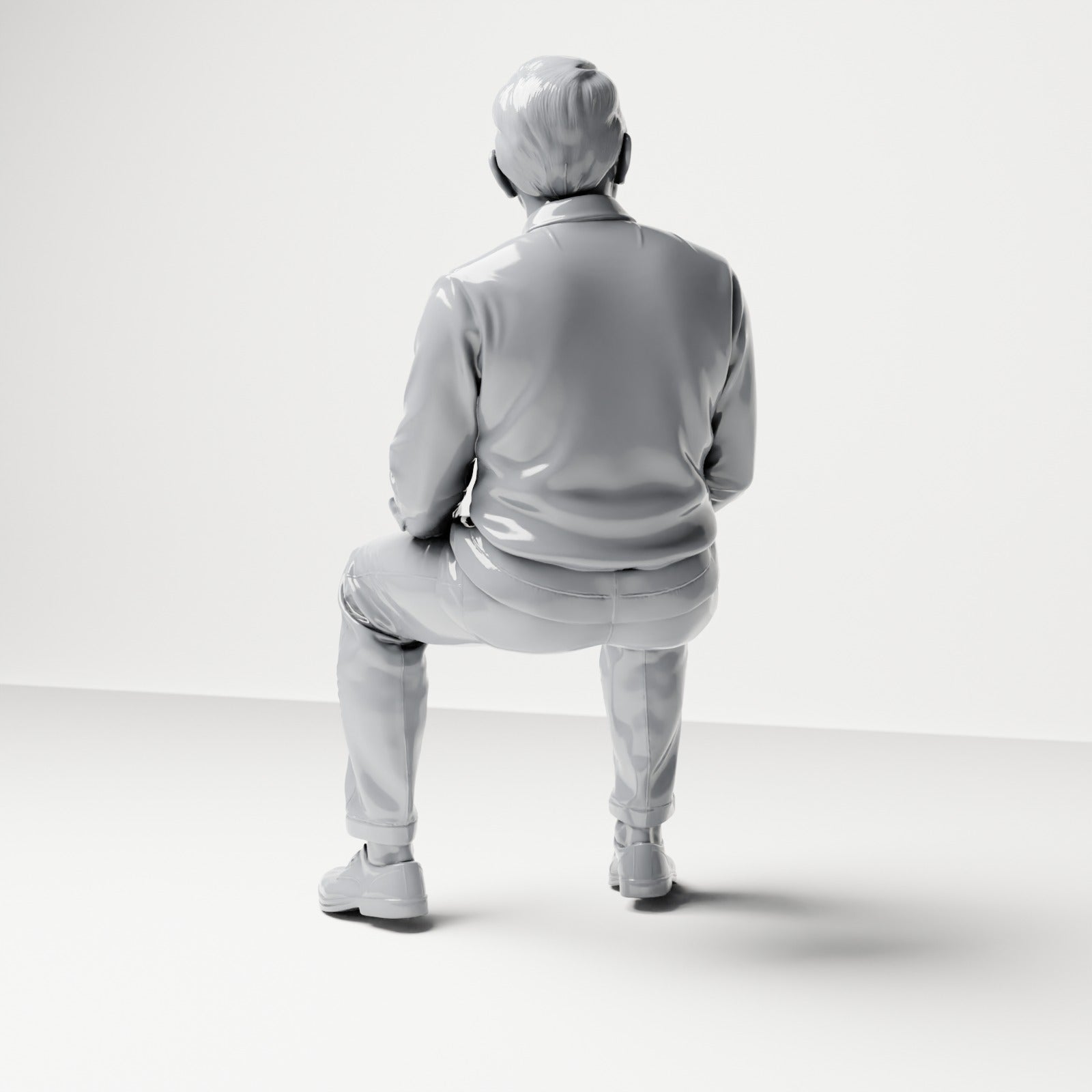Foto de producto de maqueta para diorama 2: Figura sentada: Espectador masculino con las manos sobre los muslos (B061)