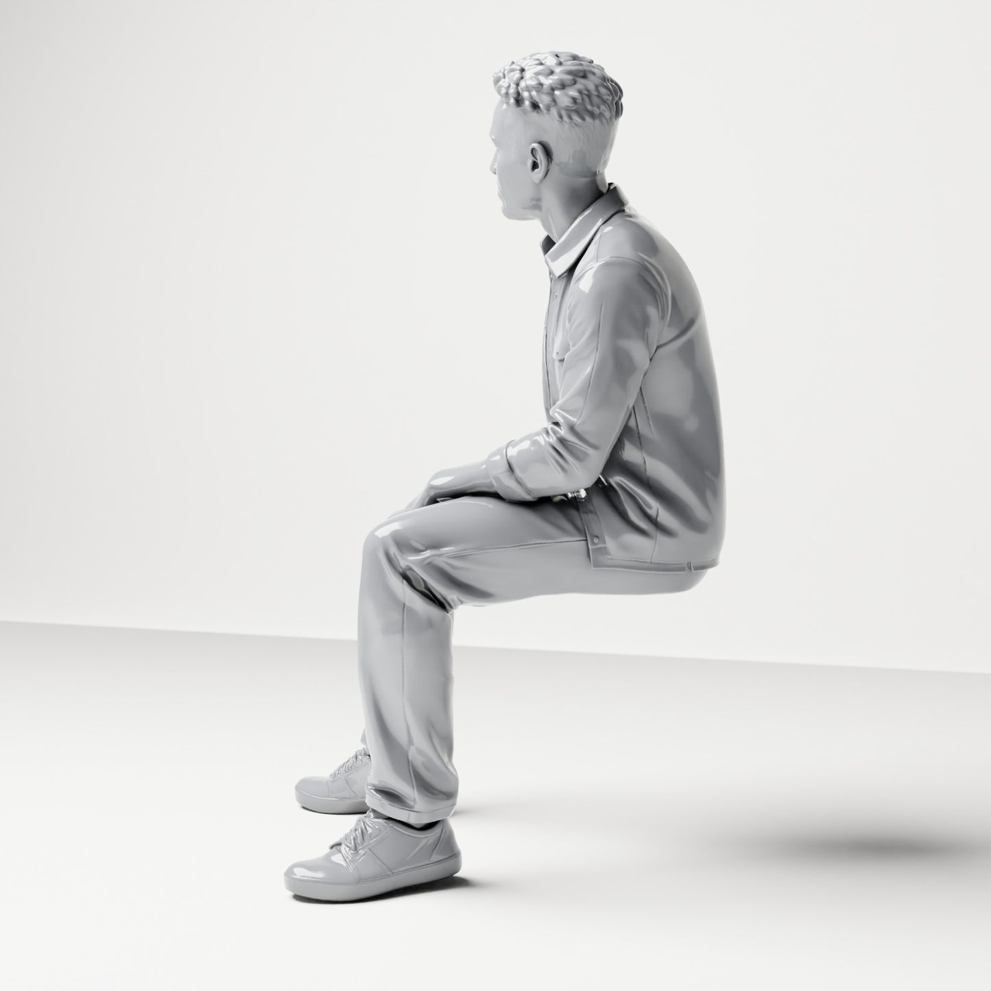 Foto de producto de maqueta de diorama 1: Figura sentada: hombre con las piernas separadas y las manos sobre los muslos (B063)