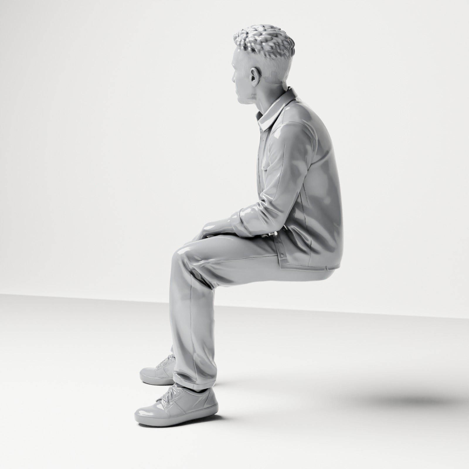 Foto de producto de maqueta de diorama 1: Figura sentada: hombre con las piernas separadas y las manos sobre los muslos (B063)