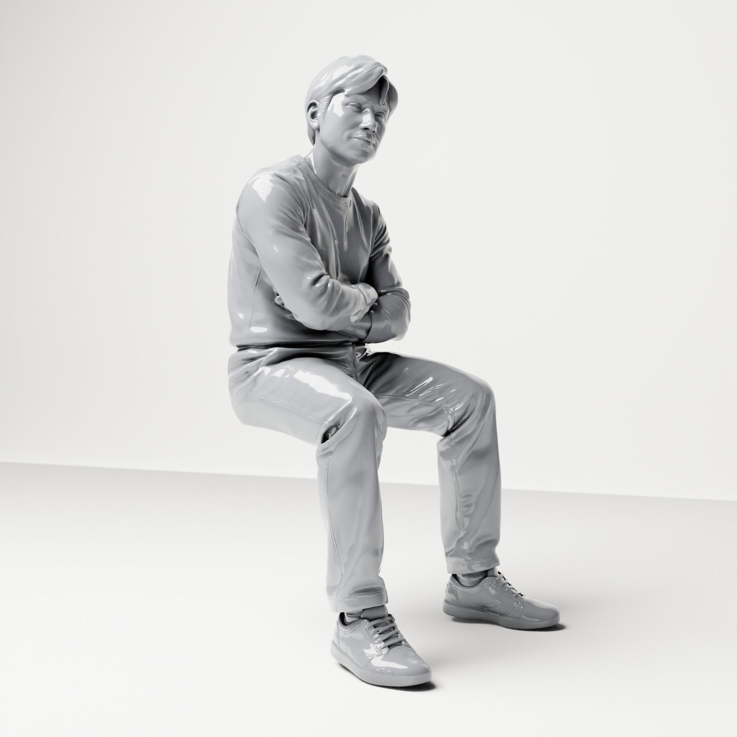 Foto de producto para maqueta de diorama 3: Figura sentada: espectador masculino con los brazos cruzados (B064)