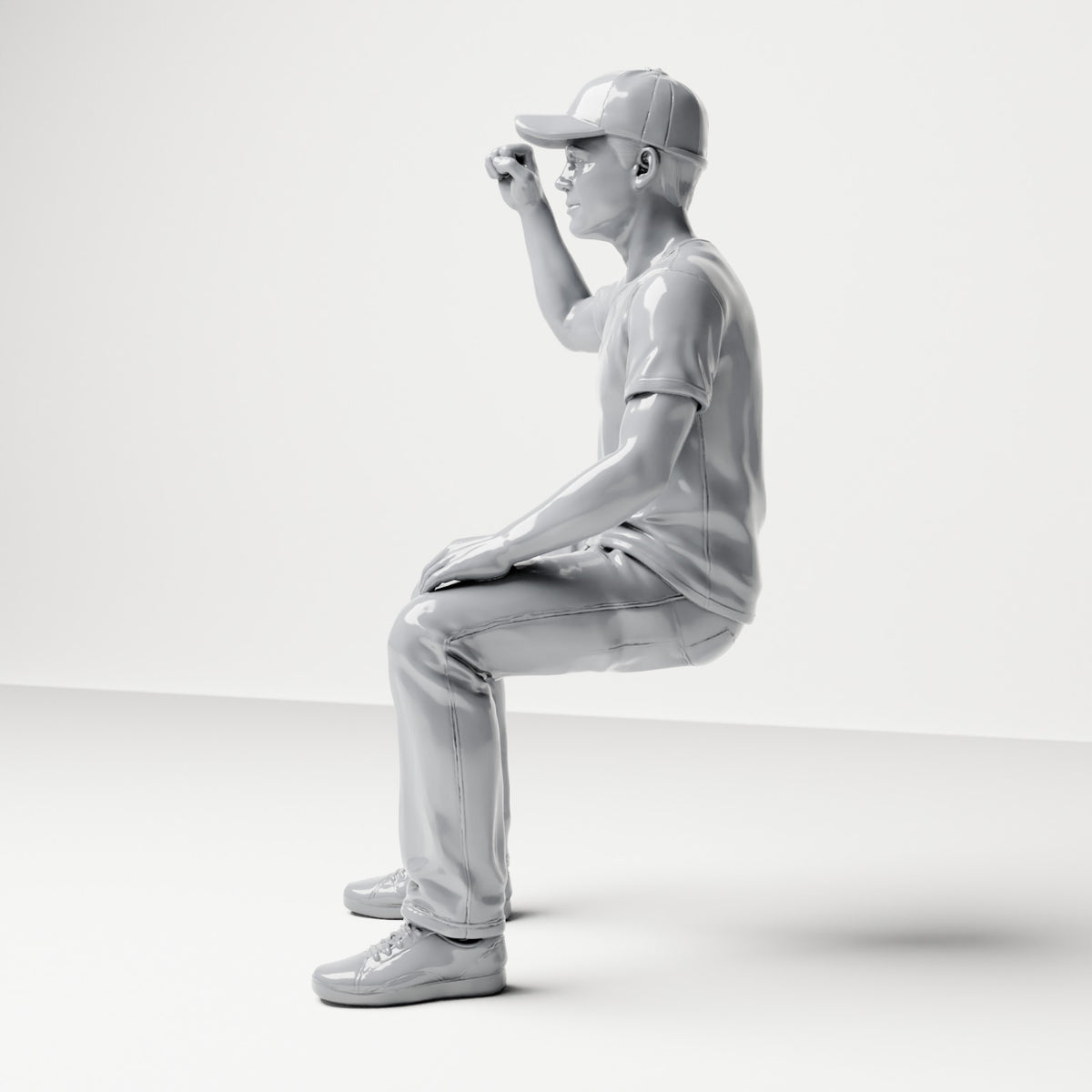 Foto de producto de maqueta de diorama 1: Figura sentada: espectador con el puño levantado (B066)
