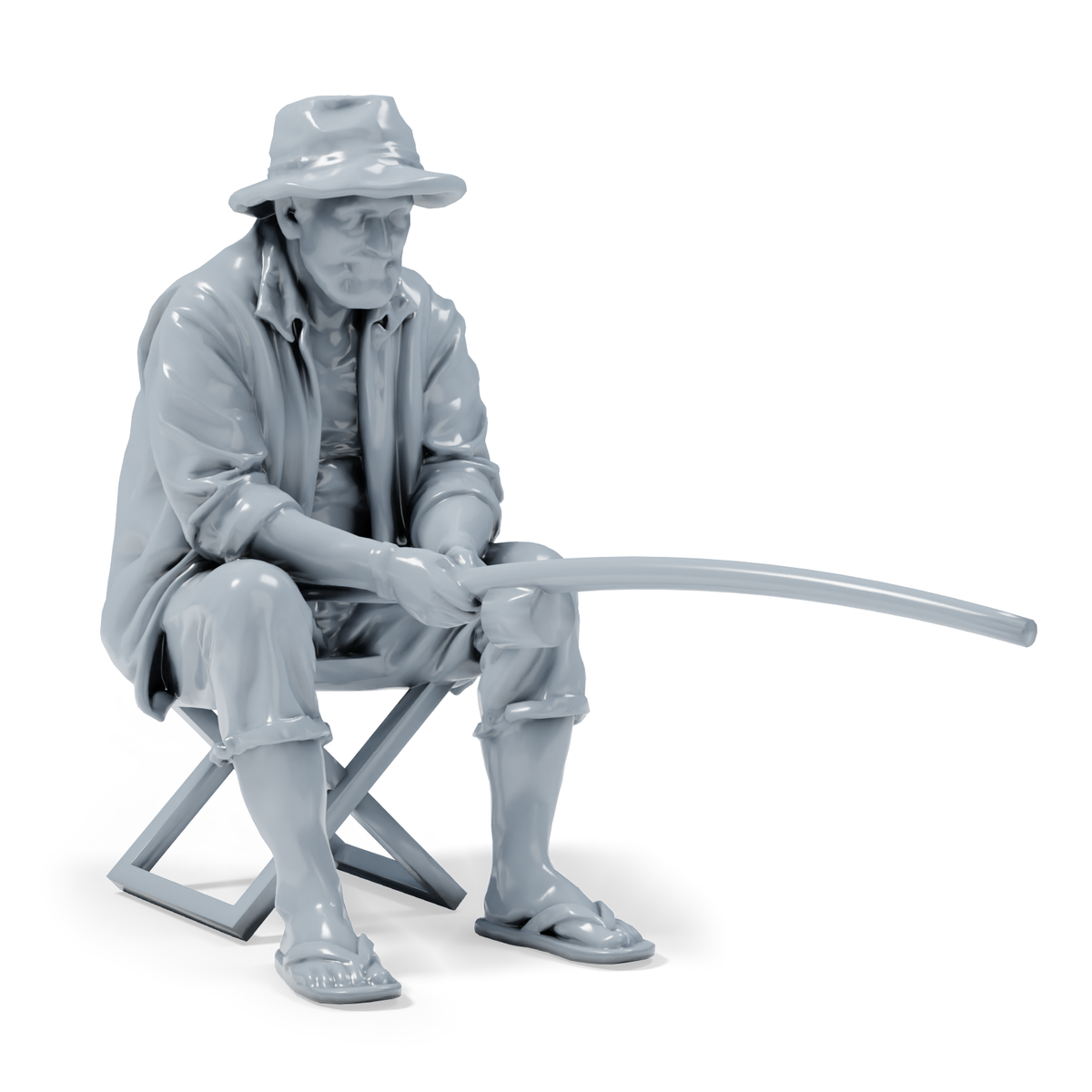 Diorama Modellbau Produktfoto 5: Diorama Angler Set: Angler mit Ruderboot, Ruder, Eimer und Lagerfeuer (h0_41)