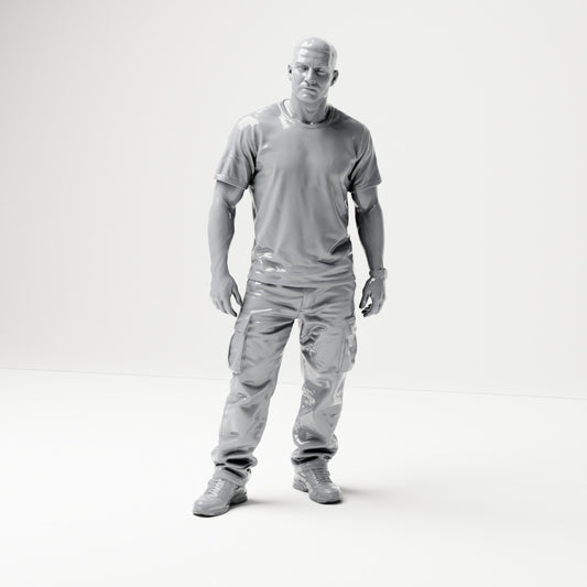 Foto de producto para modelismo de dioramas 0: Figura de pie: hombre con camiseta, pantalones cargo y zapatillas deportivas (B071)