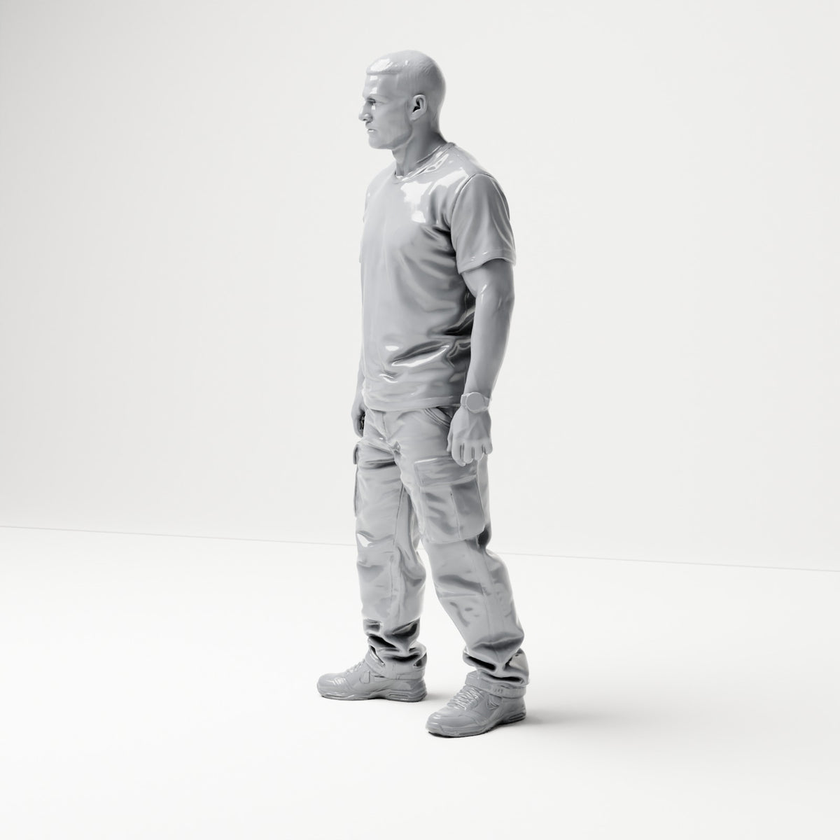 Foto de producto para modelismo de dioramas 1: Figura de pie: hombre con camiseta, pantalones cargo y zapatillas deportivas (B071)